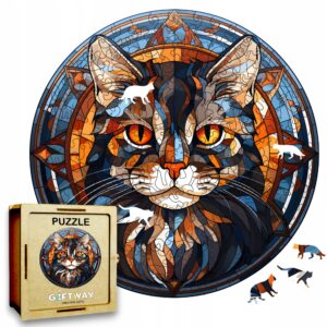 Puzzle Drewniane Kot 224 el. Układanka dla Dorosłych Premium Zwierzęta v.10