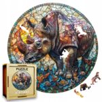 Puzzle Drewniane Nosorożec 224 el. Układanka dla Dorosłych 3D Zwierzęta v.1