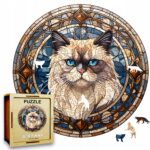 Puzzle Drewniane Kot 224 el. Układanka dla Dorosłych Premium Zwierzęta v.11