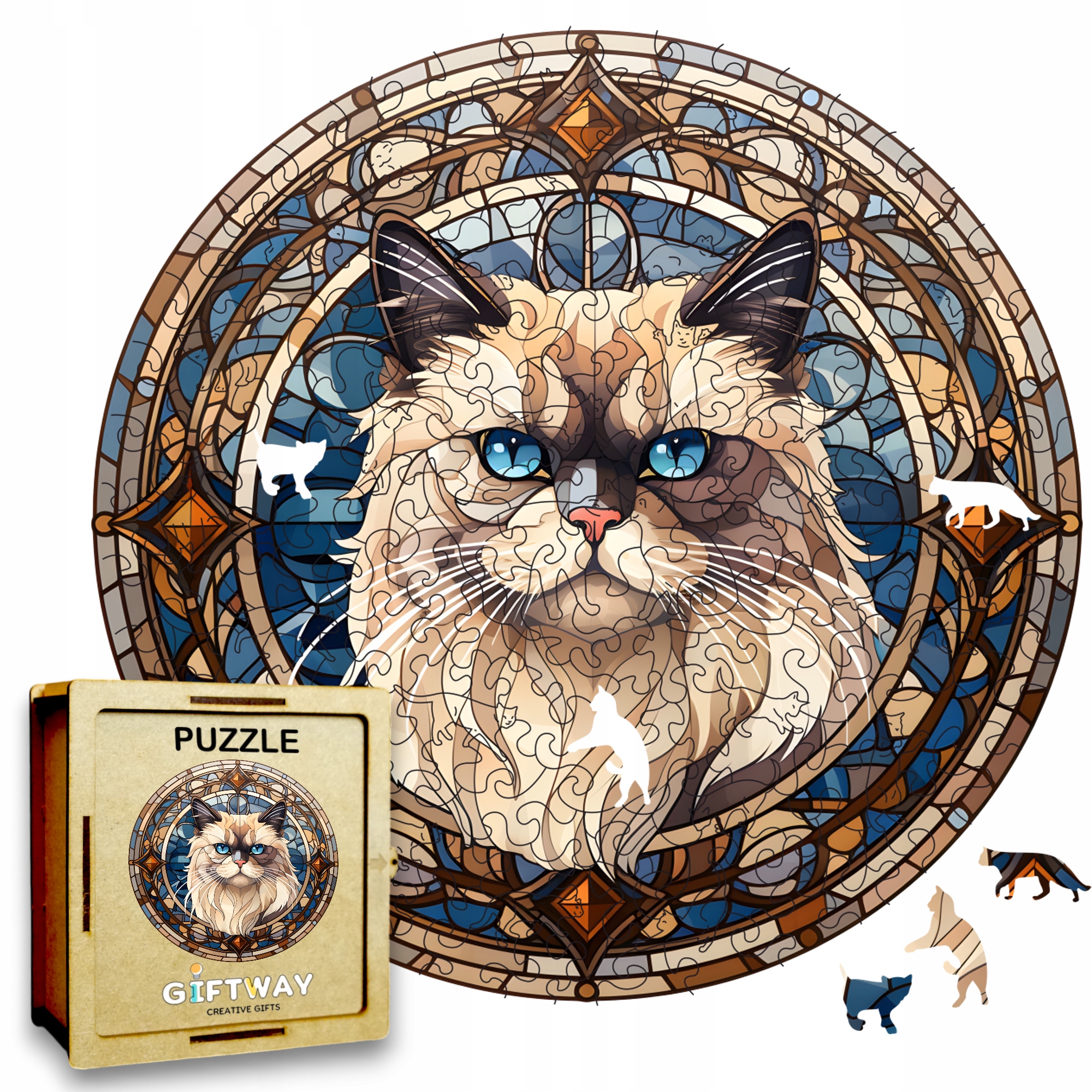 Puzzle Drewniane Kot 224 el. Układanka dla Dorosłych Premium Zwierzęta v.11 Puzzle Drewniane Kot 224 el. Układanka dla Dorosłych Premium Zwierzęta v.11