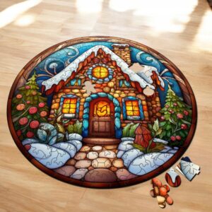 Puzzle Drewniane Świąteczna Chatka 217 el. Układanka dla Dorosłych Święta