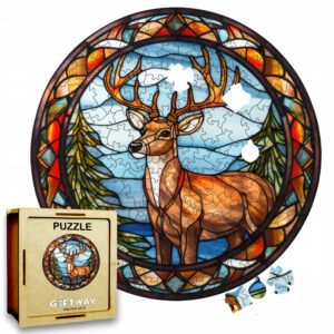 Puzzle Drewniane Świąteczny Jeleń 217 el. Układanka dla Dorosłych Święta