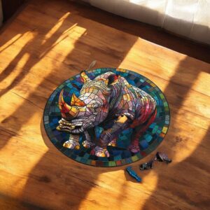 Puzzle Drewniane Nosorożec 224 el. Układanka dla Dorosłych 3D Zwierzęta v.2