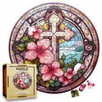 Puzzle Drewniane Krzyż Kwiat 208 el Układanka dla Dorosłych Katolickie v.10
