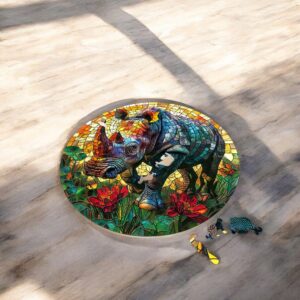 Puzzle Drewniane Nosorożec 224 el. Układanka dla Dorosłych 3D Zwierzęta v.3