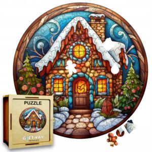 Puzzle Drewniane Świąteczna Chatka 217 el. Układanka dla Dorosłych Święta