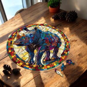 Puzzle Drewniane Nosorożec 224 el. Układanka dla Dorosłych 3D Zwierzęta v.4