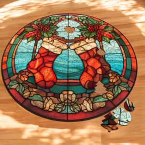 Puzzle Drewniane Świąteczne Skarpety 217 el. Układanka dla Dorosłych Święta