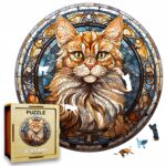 Puzzle Drewniane Kot 224 el. Układanka dla Dorosłych Premium Zwierzęta v.18