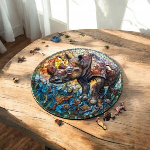 Puzzle Drewniane Nosorożec 224 el. Układanka dla Dorosłych 3D Zwierzęta v.1