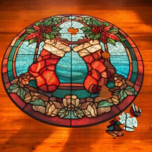 Puzzle Drewniane Świąteczne Skarpety 217 el. Układanka dla Dorosłych Święta