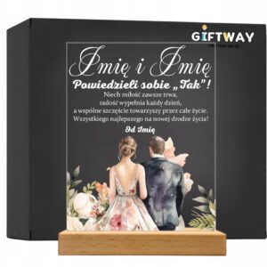 Akrylowa Statuetka z Okazji Ślubu Para Młoda Personalizowana na Prezent v.4