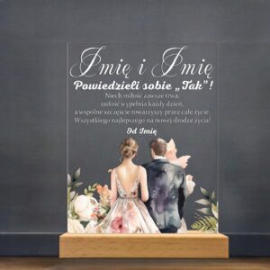 Akrylowa Statuetka z Okazji Ślubu Para Młoda Personalizowana na Prezent v.4