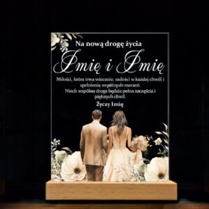 Akrylowa Statuetka z Okazji Ślubu Para Młoda Personalizowana na Prezent v.5