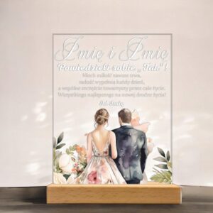 Akrylowa Statuetka z Okazji Ślubu Para Młoda Personalizowana na Prezent v.4