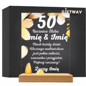 Akrylowa Statuetka 50 Rocznica Ślubu Jubileusz Personalizowana na Prezent