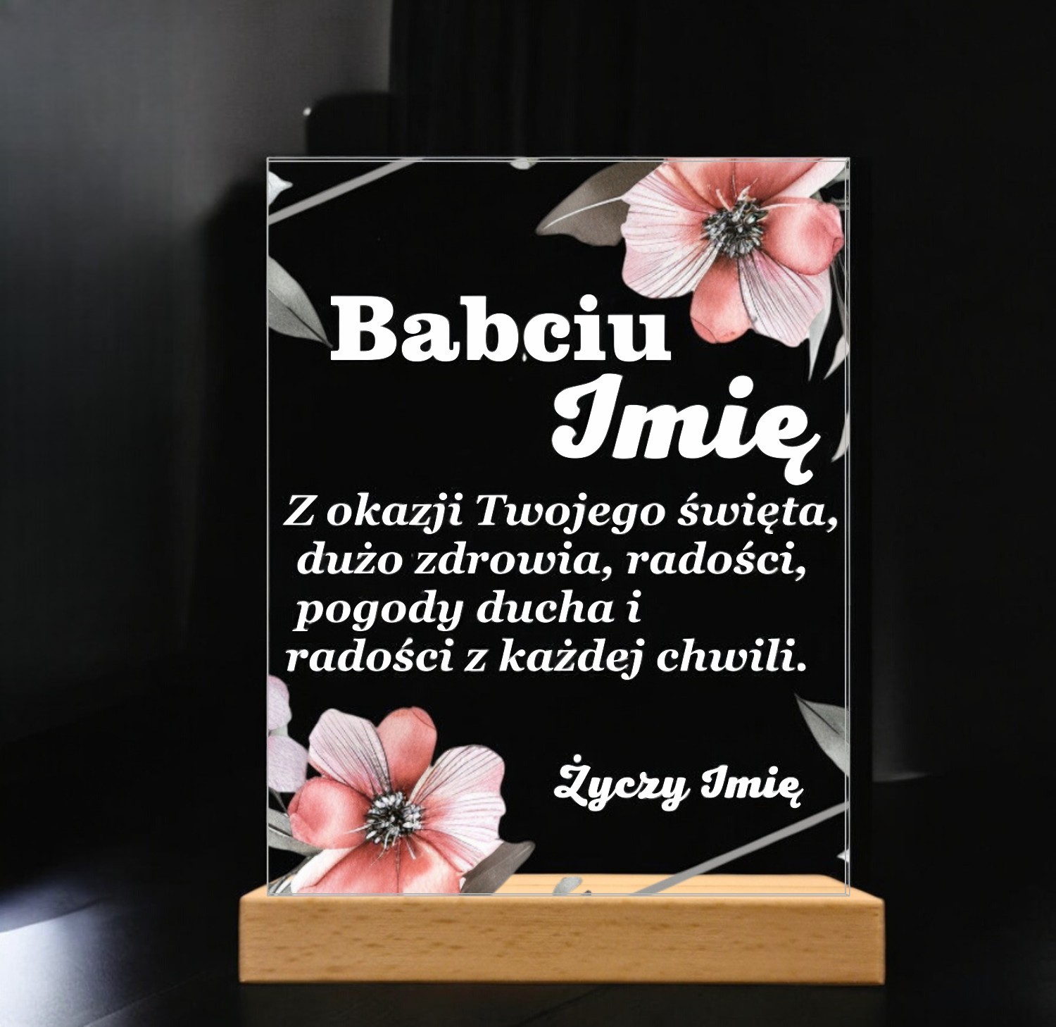 Akrylowa Statuetka na Dzień Babci Życzenia Personalizowana Prezent Kwiaty Akrylowa Statuetka na Dzień Babci Życzenia Personalizowana Prezent Kwiaty