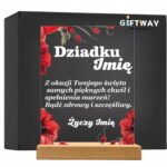 Akrylowa Statuetka na Dzień Dziadka Życzenia Personalizowana Prezent Kwiaty