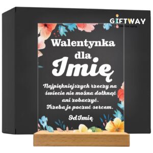 Akrylowa Statuetka na Walentynki Miłość Personalizowana na Prezent Kwiaty