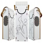 Skrzynka na Wino Alkohol na Urodziny Wesele Ślub na Prezent - Kobieta z Winem