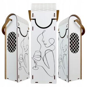 Skrzynka na Wino Alkohol na Urodziny Wesele Ślub na Prezent - Kobieta z Winem