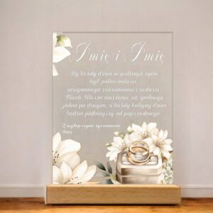 Akrylowa Statuetka z Okazji Ślubu Para Młoda Personalizowana na Prezent v.2