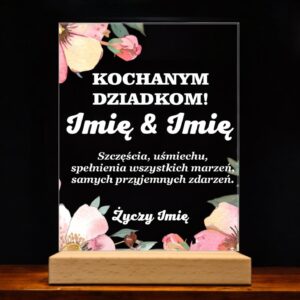Akrylowa Statuetka na Dzień Babci i Dziadka Personalizowana Prezent Kwiaty