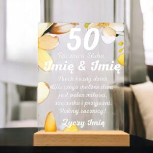 Akrylowa Statuetka 50 Rocznica Ślubu Jubileusz Personalizowana na Prezent