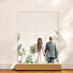 Akrylowa Statuetka z Okazji Ślubu Para Młoda Personalizowana na Prezent v.1