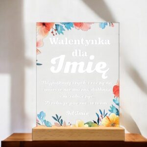 Akrylowa Statuetka na Walentynki Miłość Personalizowana na Prezent Kwiaty