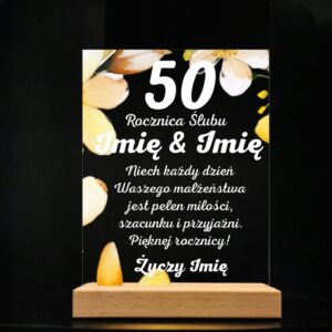 Akrylowa Statuetka 50 Rocznica Ślubu Jubileusz Personalizowana na Prezent