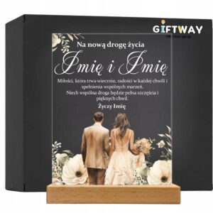 Akrylowa Statuetka z Okazji Ślubu Para Młoda Personalizowana na Prezent v.5