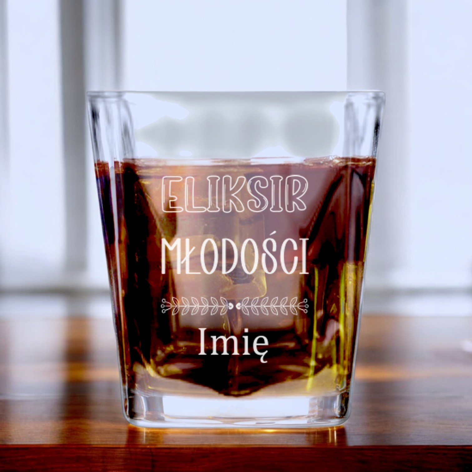 Szklanka do Whisky Soku z Grawerem Eliksir Młodości na Prezent Szklanka do Whisky Soku z Grawerem Eliksir Młodości na Prezent