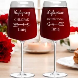 Kieliszki do Wina z Grawerem Najlepsza Dziewczyna Najlepszy Chłopak dla Pary z Okazji Walentynek 600ml XXL z Imieniem