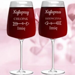 Kieliszki do Wina z Grawerem Najlepsza Dziewczyna Najlepszy Chłopak dla Pary z Okazji Walentynek 600ml XXL z Imieniem