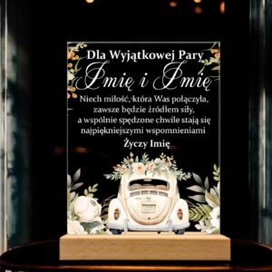 Akrylowa Statuetka z Okazji Ślubu Para Młoda Personalizowana na Prezent v.3