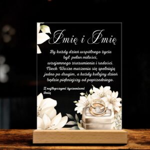 Akrylowa Statuetka z Okazji Ślubu Para Młoda Personalizowana na Prezent v.2