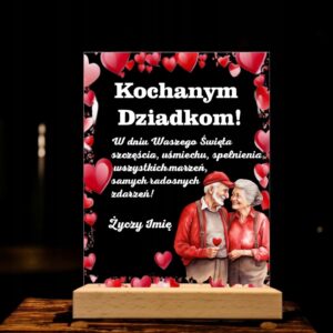 Akrylowa Statuetka na Dzień Babci i Dziadka Miłość Personalizowana Prezent