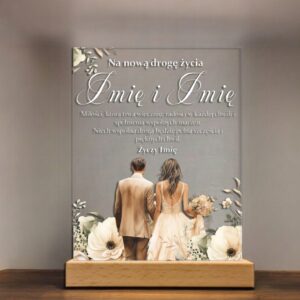 Akrylowa Statuetka z Okazji Ślubu Para Młoda Personalizowana na Prezent v.5