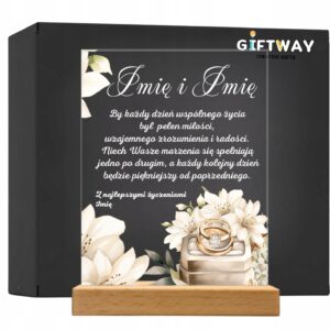 Akrylowa Statuetka z Okazji Ślubu Para Młoda Personalizowana na Prezent v.2