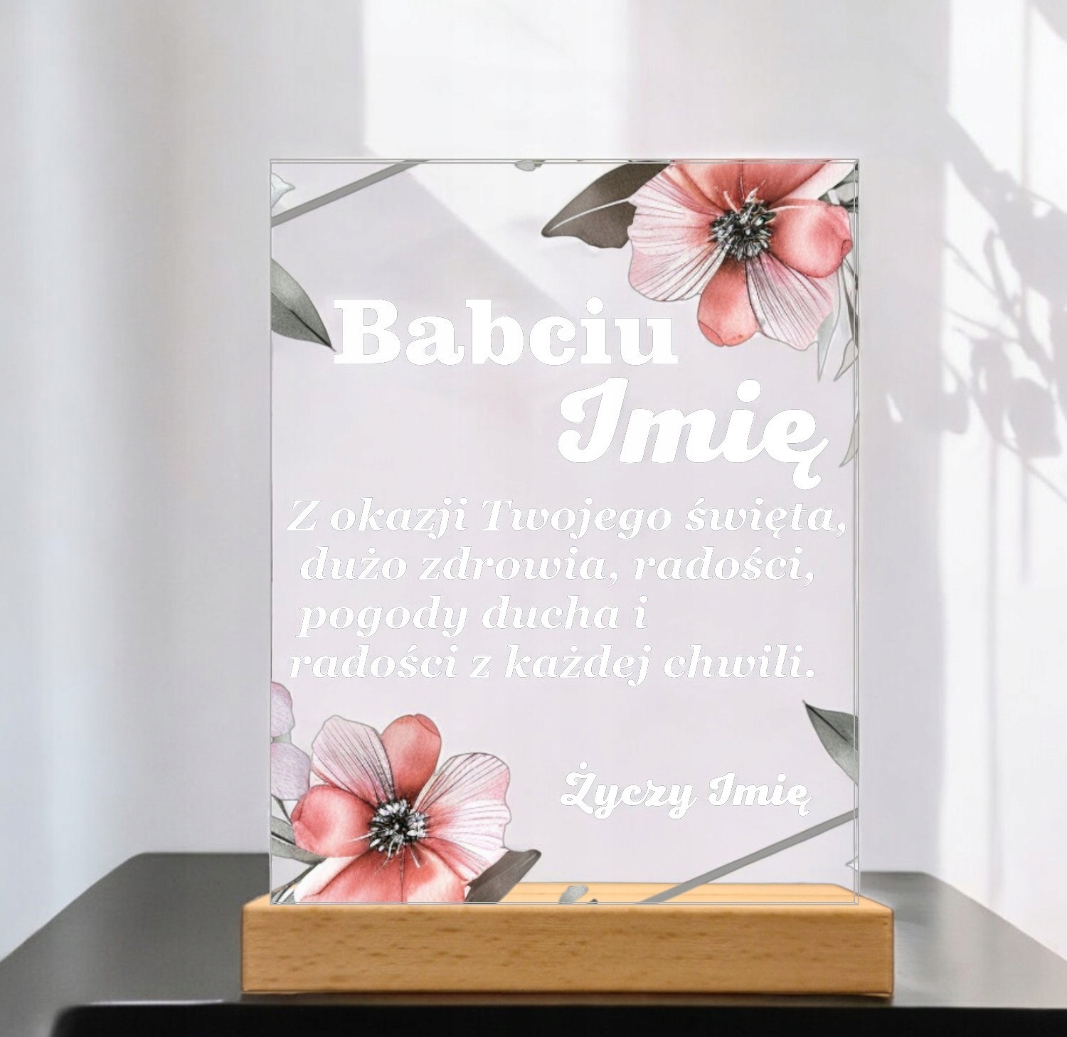 Akrylowa Statuetka na Dzień Babci Życzenia Personalizowana Prezent Kwiaty Akrylowa Statuetka na Dzień Babci Życzenia Personalizowana Prezent Kwiaty