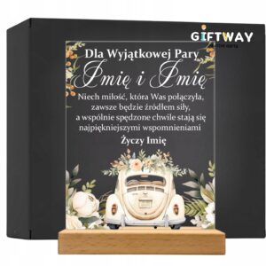 Akrylowa Statuetka z Okazji Ślubu Para Młoda Personalizowana na Prezent v.3