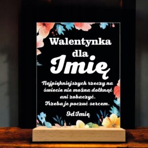 Akrylowa Statuetka na Walentynki Miłość Personalizowana na Prezent Kwiaty