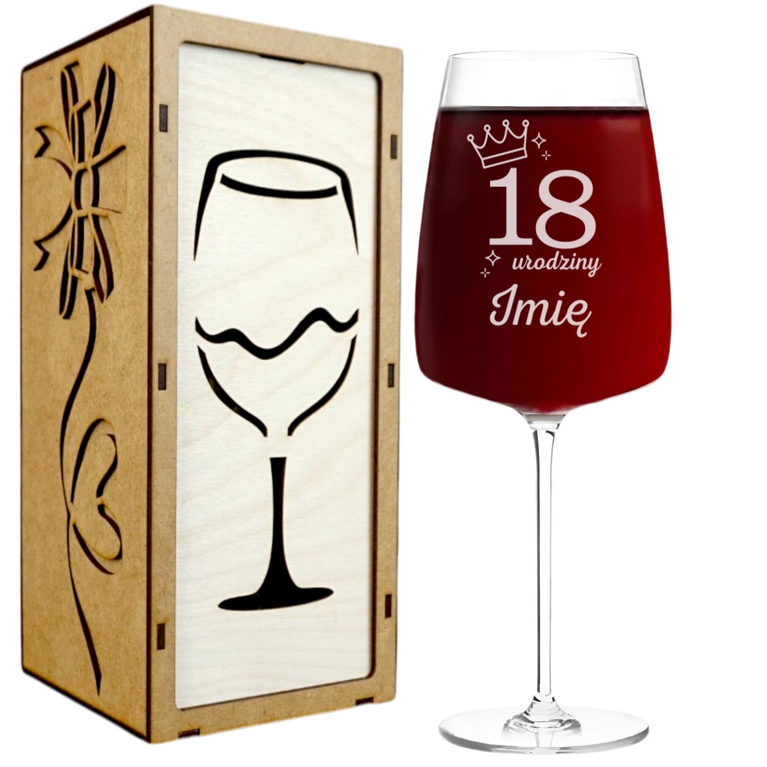 Kieliszek do Wina z Grawerem 18 Urodziny Osiemnastka na Prezent 600ml Kieliszek do Wina z Grawerem 18 Urodziny Osiemnastka na Prezent 600ml