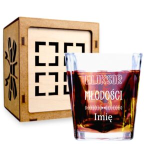 Szklanka do Whisky Soku z Grawerem Eliksir Młodości na Prezent