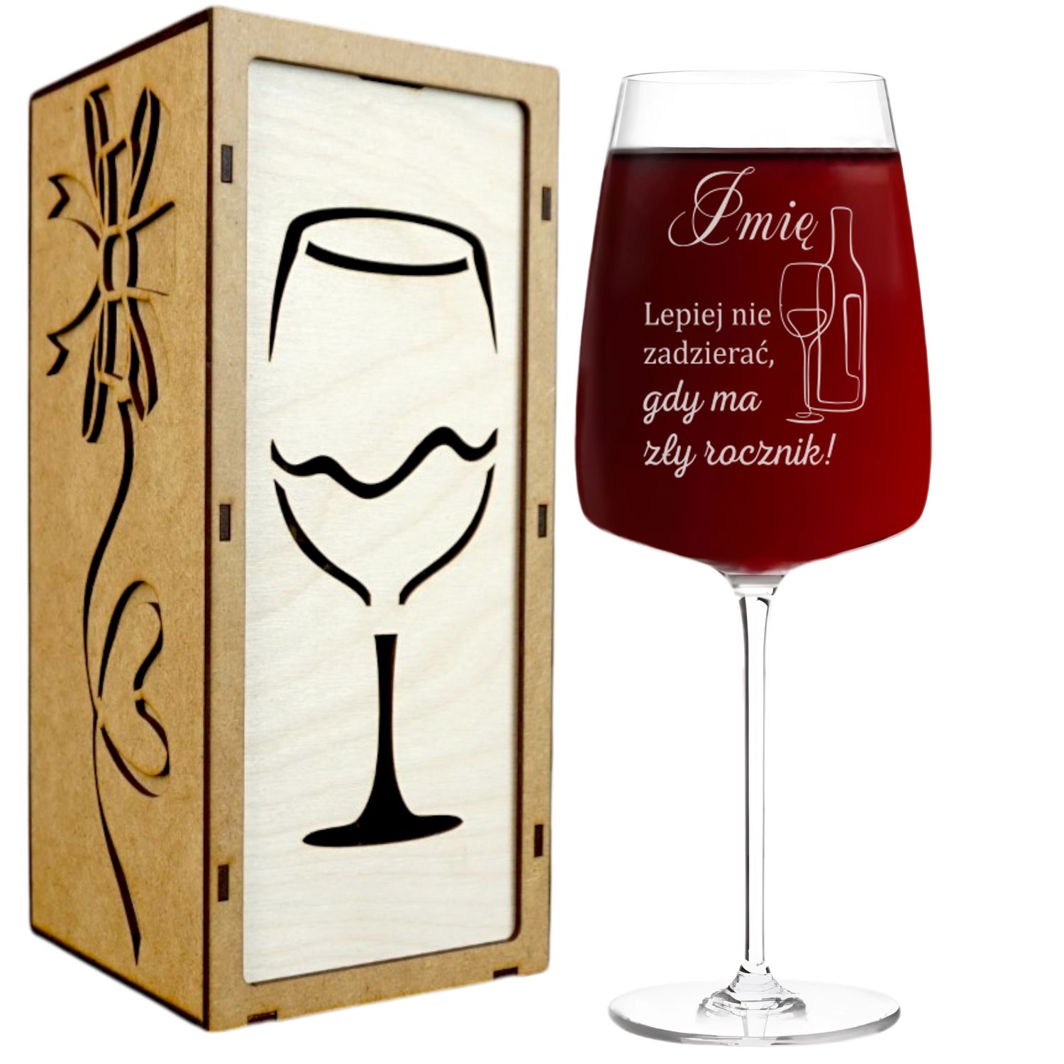 Kieliszek do Wina z Grawerem Wino Piję Tylko Trzy razy na Prezent 600ml Kieliszek do Wina z Grawerem Wino Piję Tylko Trzy razy na Prezent 600ml