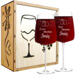 Kieliszki do Wina z Grawerem Mąż idealny Żona idealna na Prezent dla Małżeństwa 600ml XXL z Imieniem