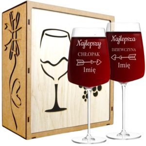 Kieliszki do Wina z Grawerem Najlepsza Dziewczyna Najlepszy Chłopak dla Pary z Okazji Walentynek 600ml XXL z Imieniem