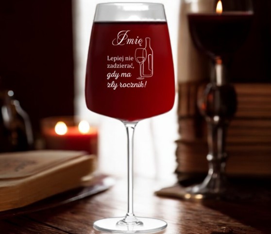 Kieliszek do Wina z Grawerem Nie Zadzierać na Prezent 600ml Kieliszek do Wina z Grawerem Nie Zadzierać na Prezent 600ml