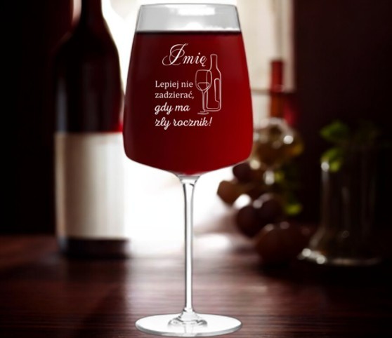 Kieliszek do Wina z Grawerem Nie Zadzierać na Prezent 600ml Kieliszek do Wina z Grawerem Nie Zadzierać na Prezent 600ml